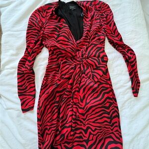 Red and black zebra print dress